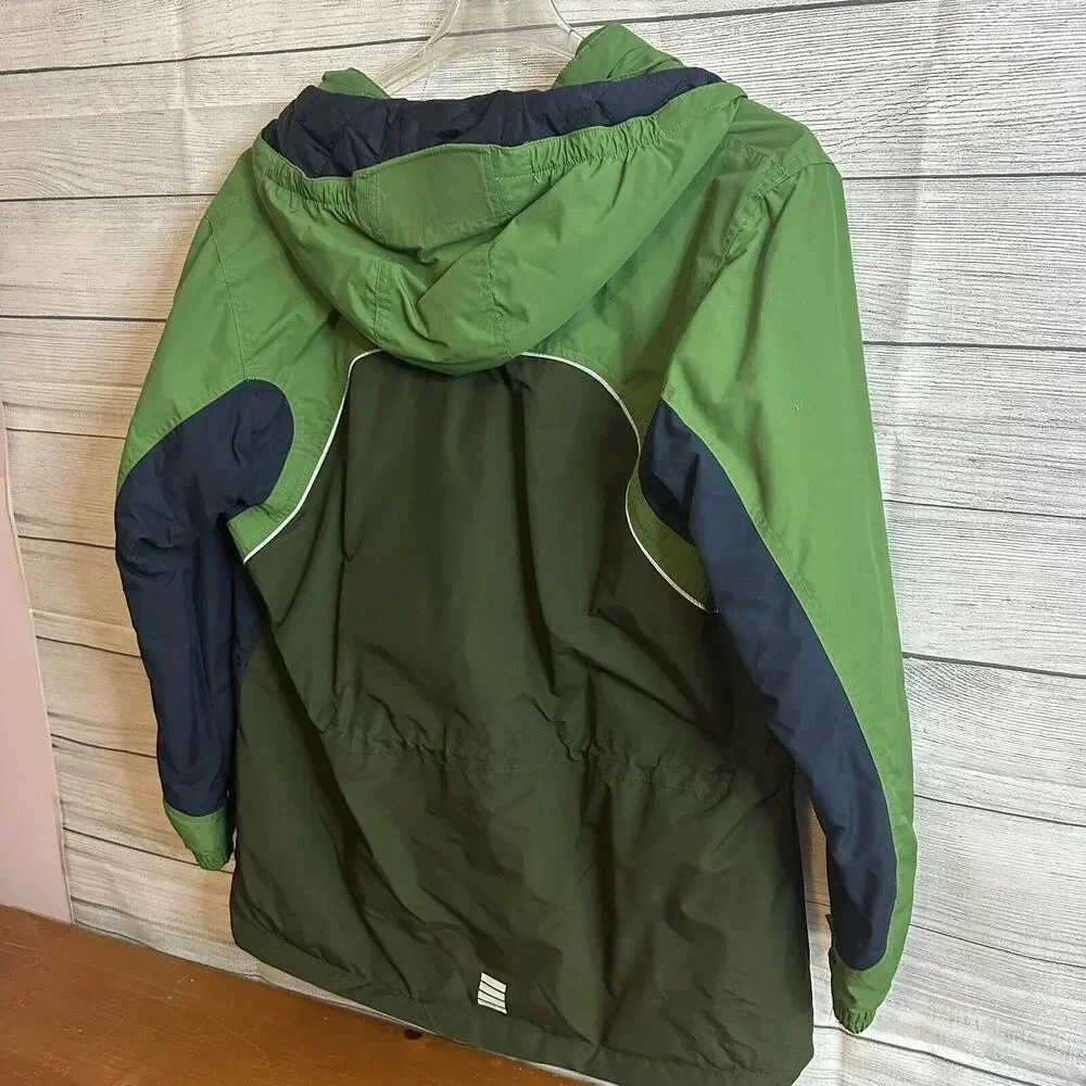 L.L. Bean Windbreaker Jacket Boys XLarge Green Full Zip Hooded Lined Long Sleeve